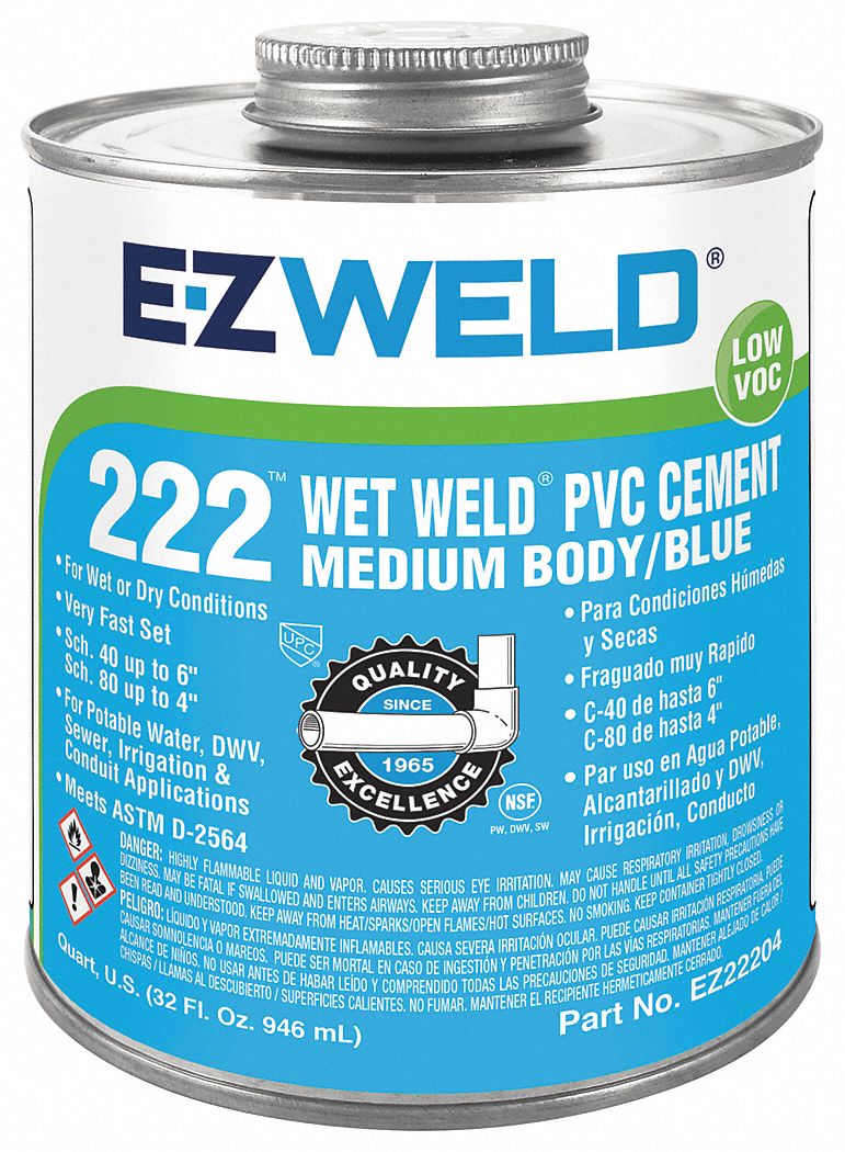 City Supply, 22204 Blue Solvent Cement, Size 32 oz, For Use With PVC Pipes and Fittings