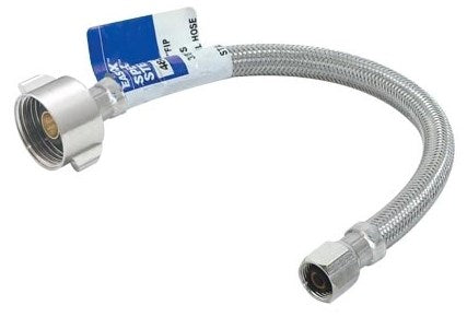 City Supply, 3/8" F x 1/2" IP x 12" Stainless Steel Flexible Connector