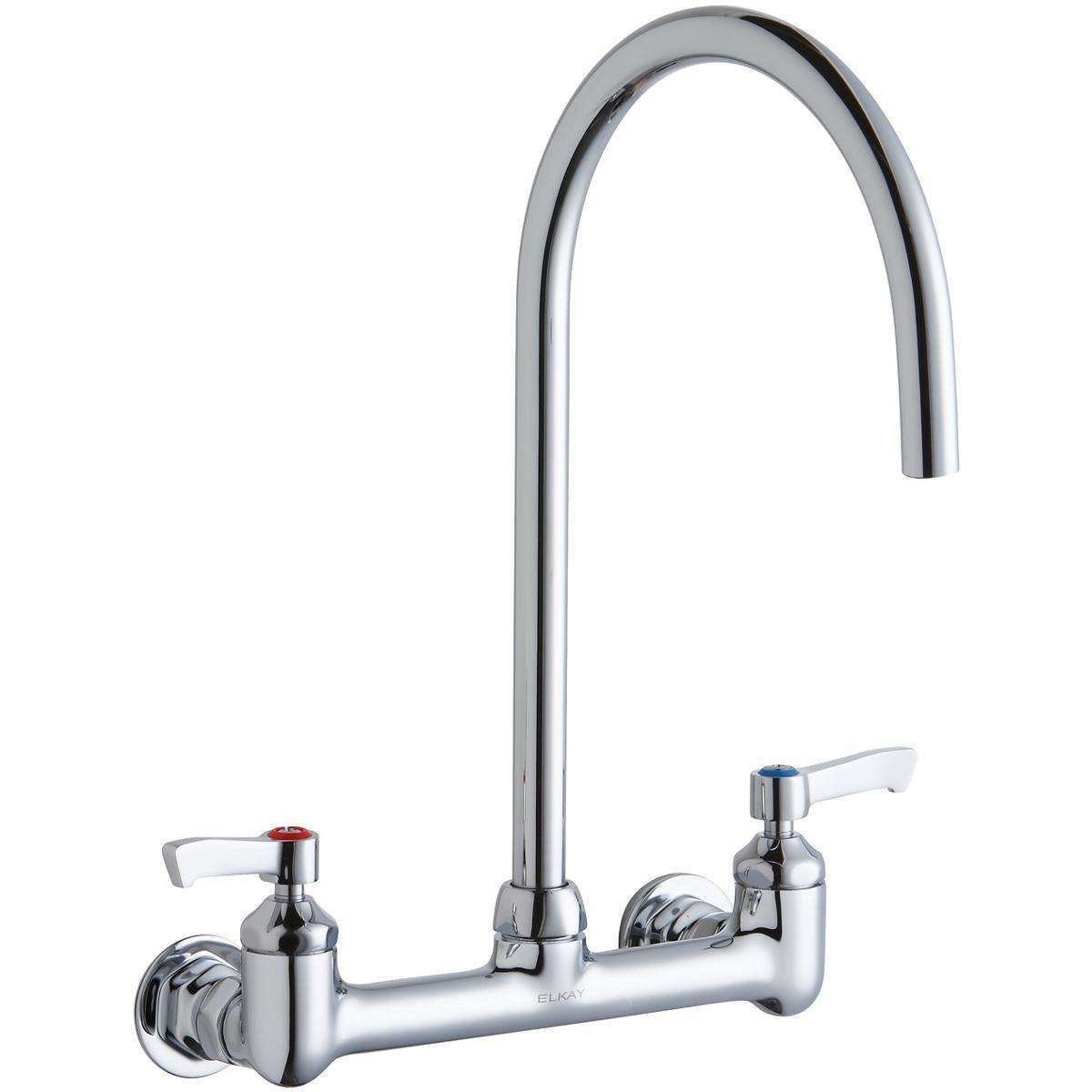 Elkay, Elkay 8" Centerset Deck Mount Laminar Flow Faucet w/8" Gooseneck Spout 2in Lever Handles 1/2in Offset Inlet Chrome LK940LGN08L2H