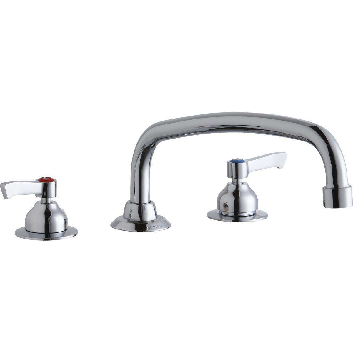 Elkay, Elkay 8" Centerset with Concealed Deck Faucet with 14" Arc Tube Spout 2" Lever Handles Chrome LK800AT14L2