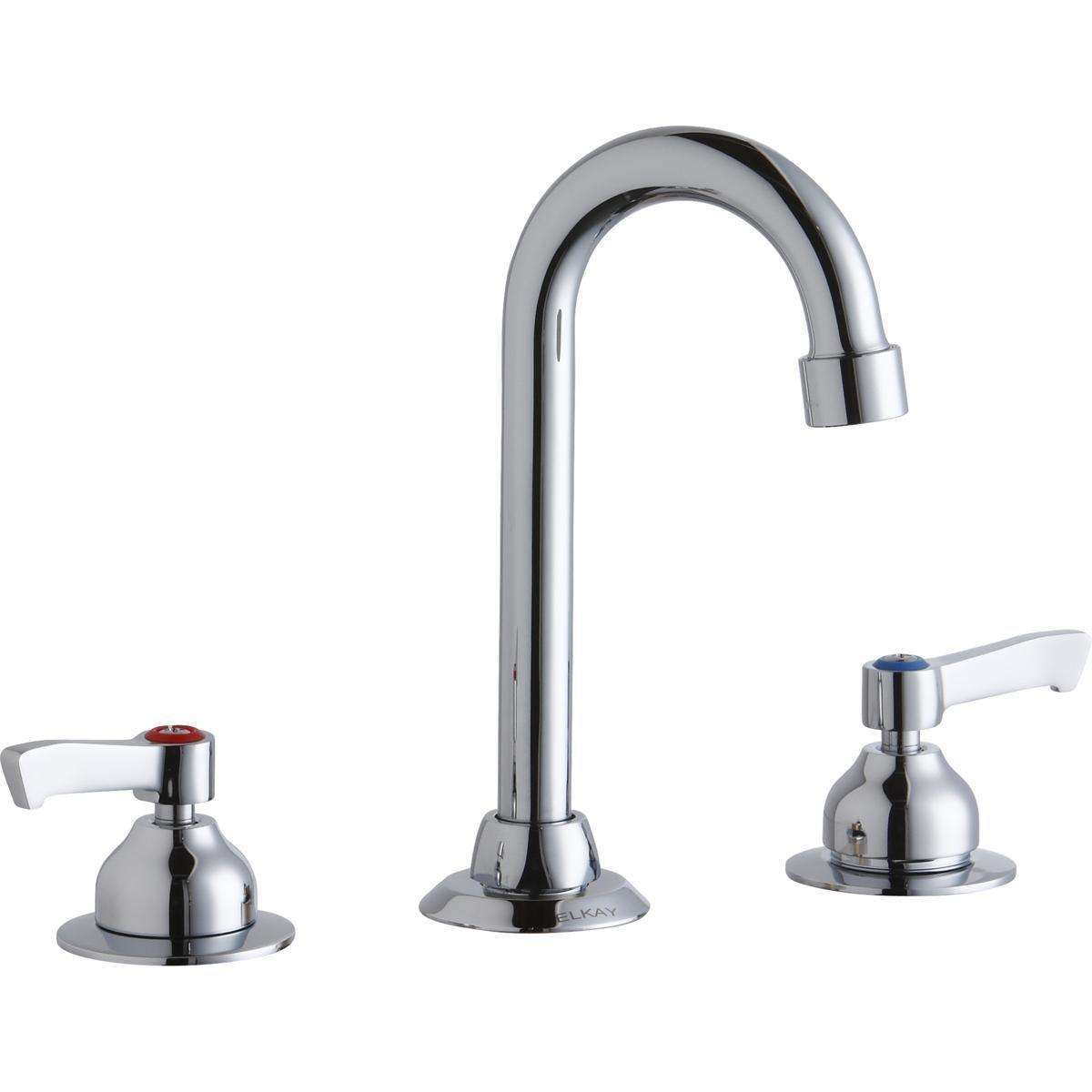 Elkay, Elkay 8" Centerset with Concealed Deck Faucet with 4" Gooseneck Spout 2" Lever Handles Chrome LK800GN04L2