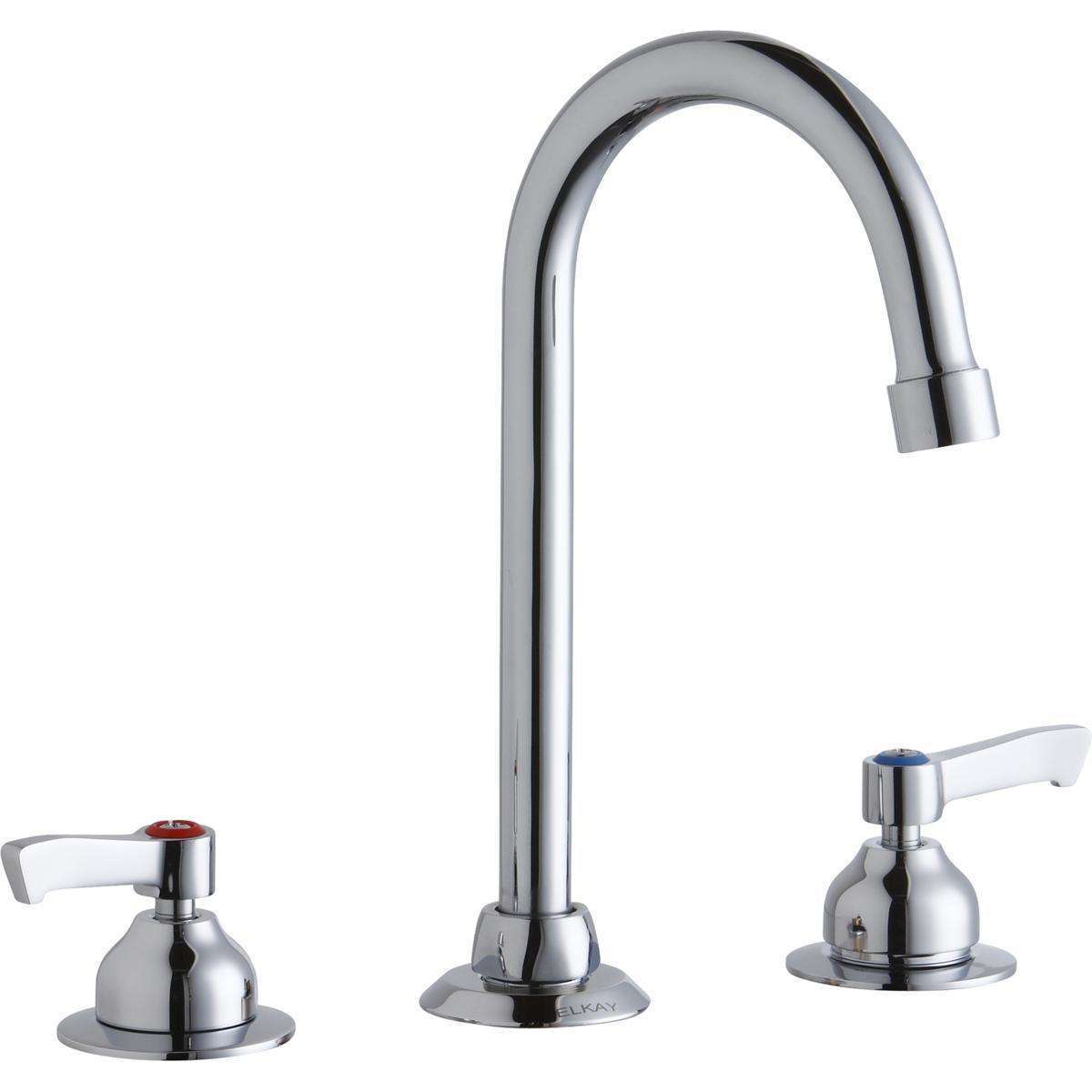 Elkay, Elkay 8" Centerset with Concealed Deck Faucet with 5" Gooseneck Spout 2" Lever Handles Chrome LK800GN05L2