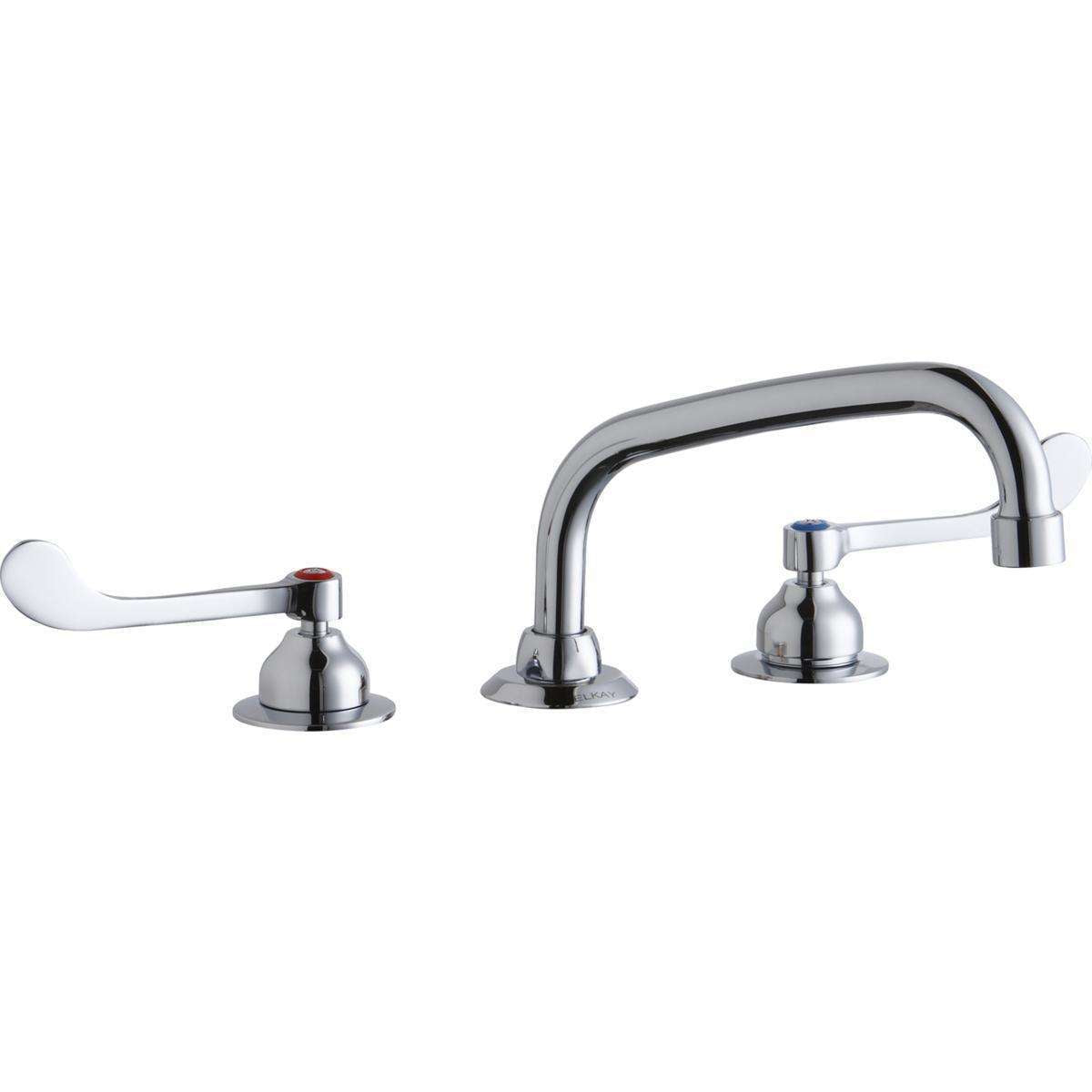 Elkay, Elkay 8" Centerset with Concealed Deck Faucet with 8" Arc Tube Spout 6" Wristblade Handles Chrome LK800AT08T6