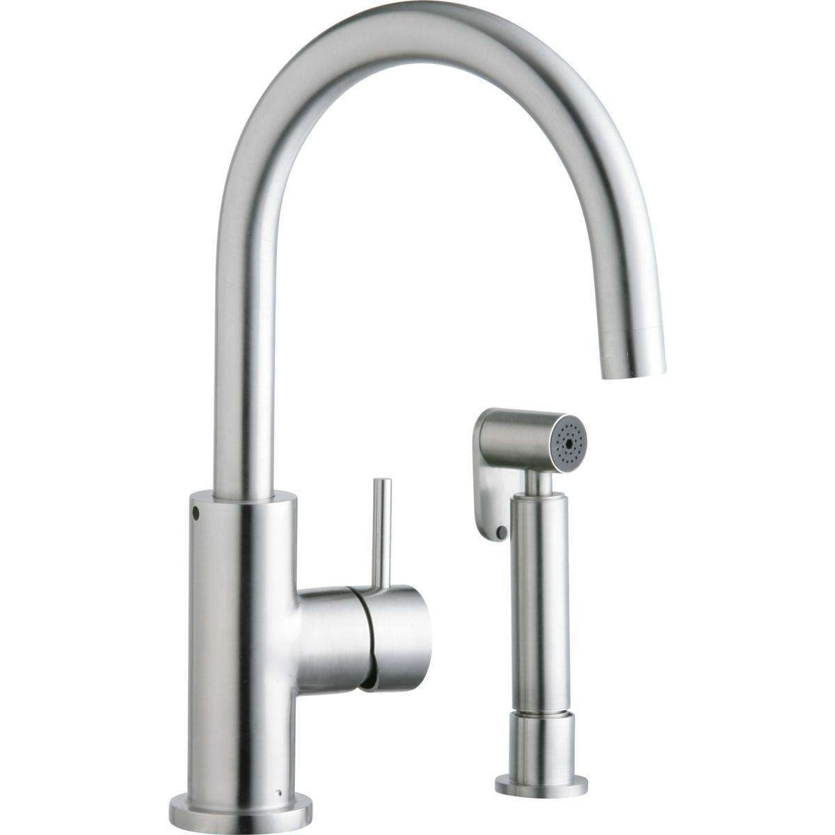 Elkay, Elkay Allure Single Hole Kitchen Faucet with Lever Handle and Side Spray Satin Stainless Steel LK7922SSS