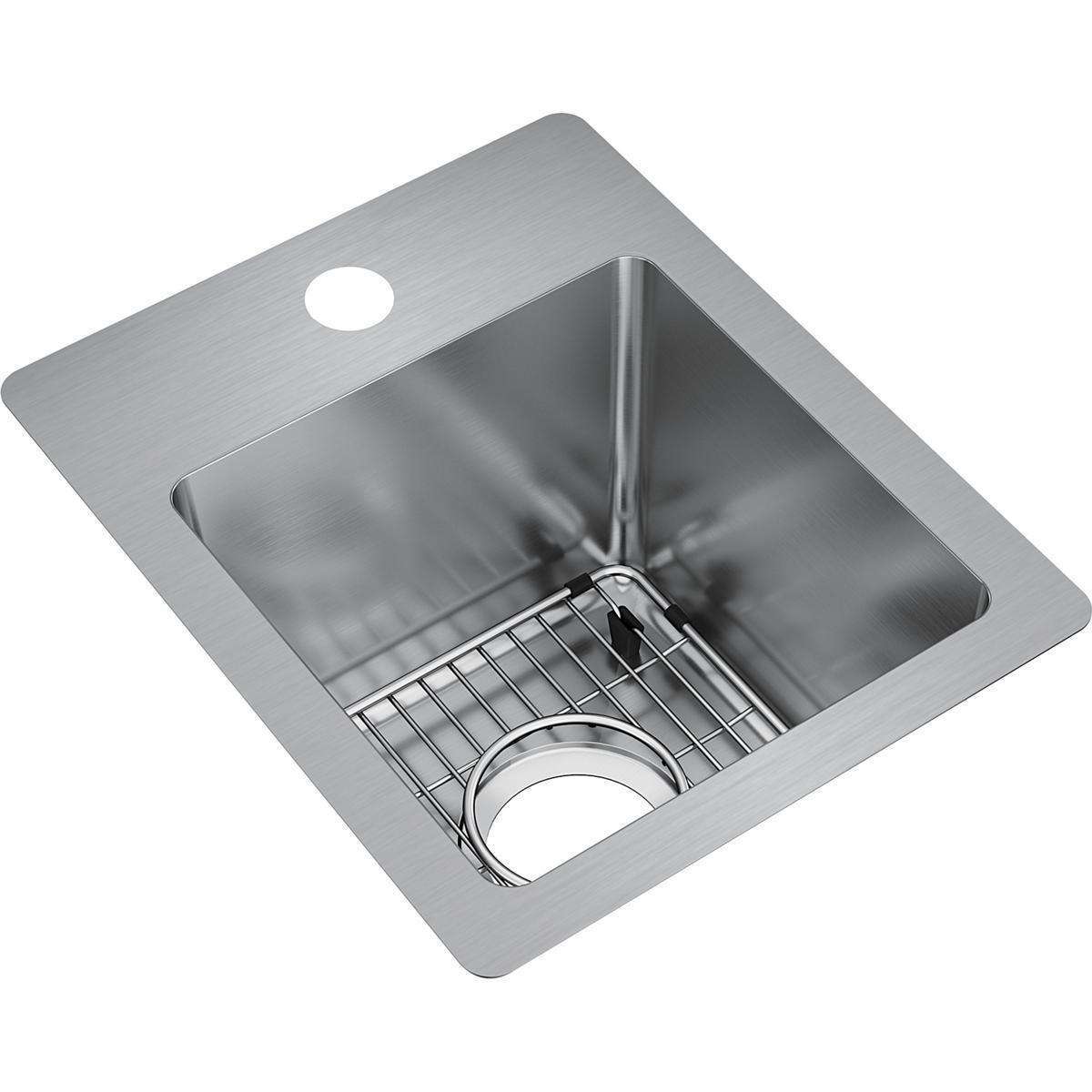 Elkay, Elkay Crosstown 18 Gauge Stainless Steel 13" x 16" x 9", 1-Hole Single Bowl Dual Mount Bar Sink Kit ECTSR13169TBG1