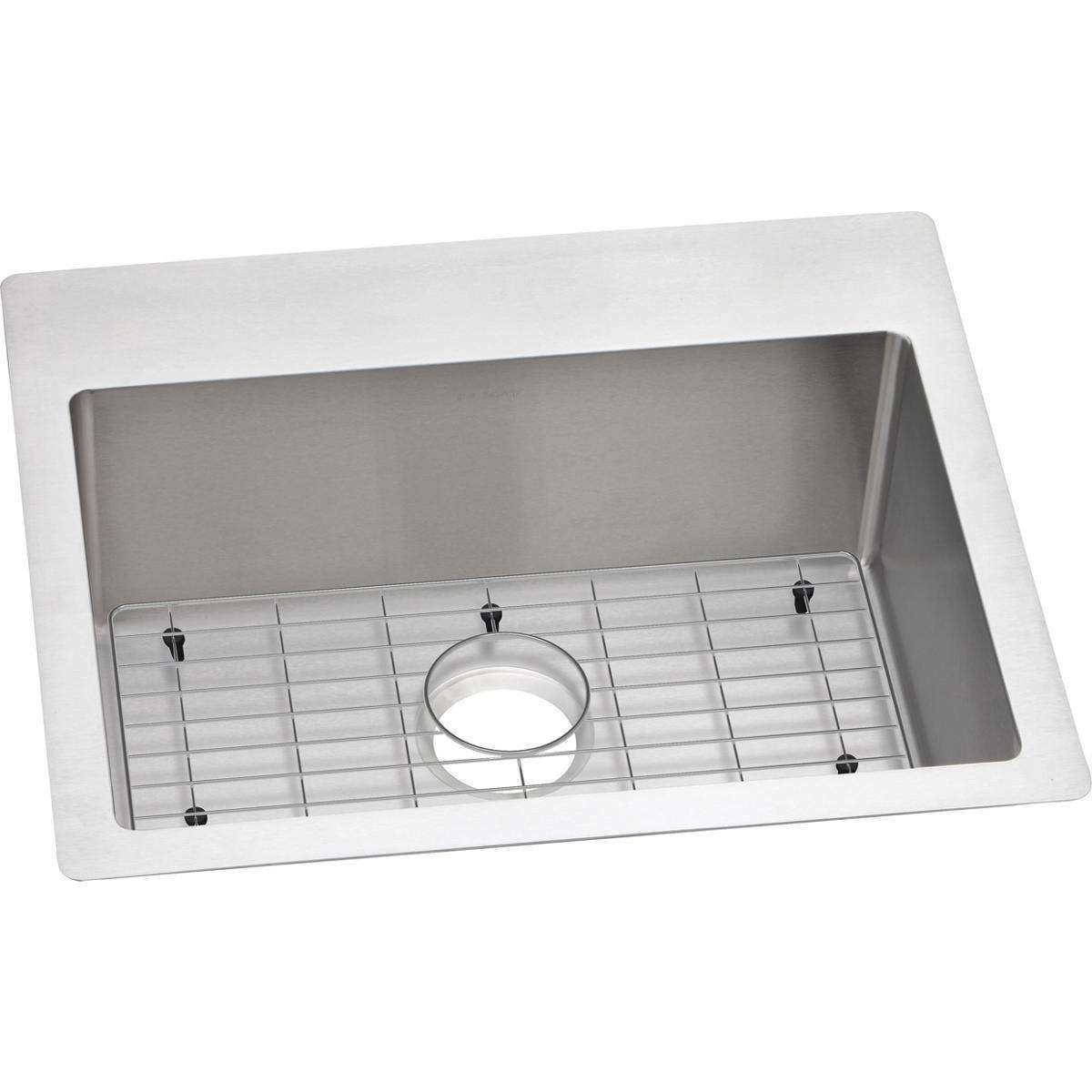 Elkay, Elkay Crosstown 18 Gauge Stainless Steel 25" x 22" x 9", 0-Hole Single Bowl Dual Mount Sink Kit ECTSR25229TBG0