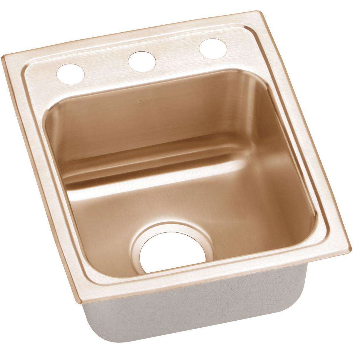 Elkay, Elkay CuVerro Antimicrobial Copper 13" x 16" x 4", Single Bowl Drop-in ADA Sink LRAD1316603-CU