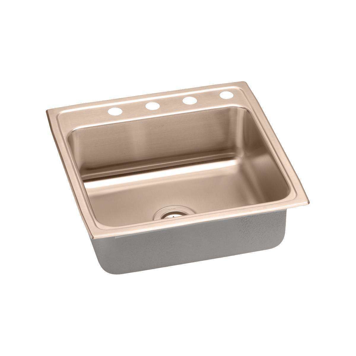 Elkay, Elkay CuVerro Antimicrobial Copper 22" x 22" x 5", Single Bowl Drop-in ADA Sink LRAD2222505-CU