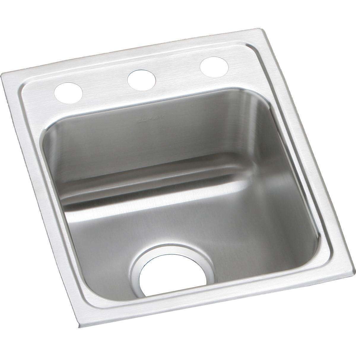 Elkay, Elkay Lustertone Classic Stainless Steel 13" x 16" x 6", 3-Hole Single Bowl Drop-in ADA Sink LRAD1316603