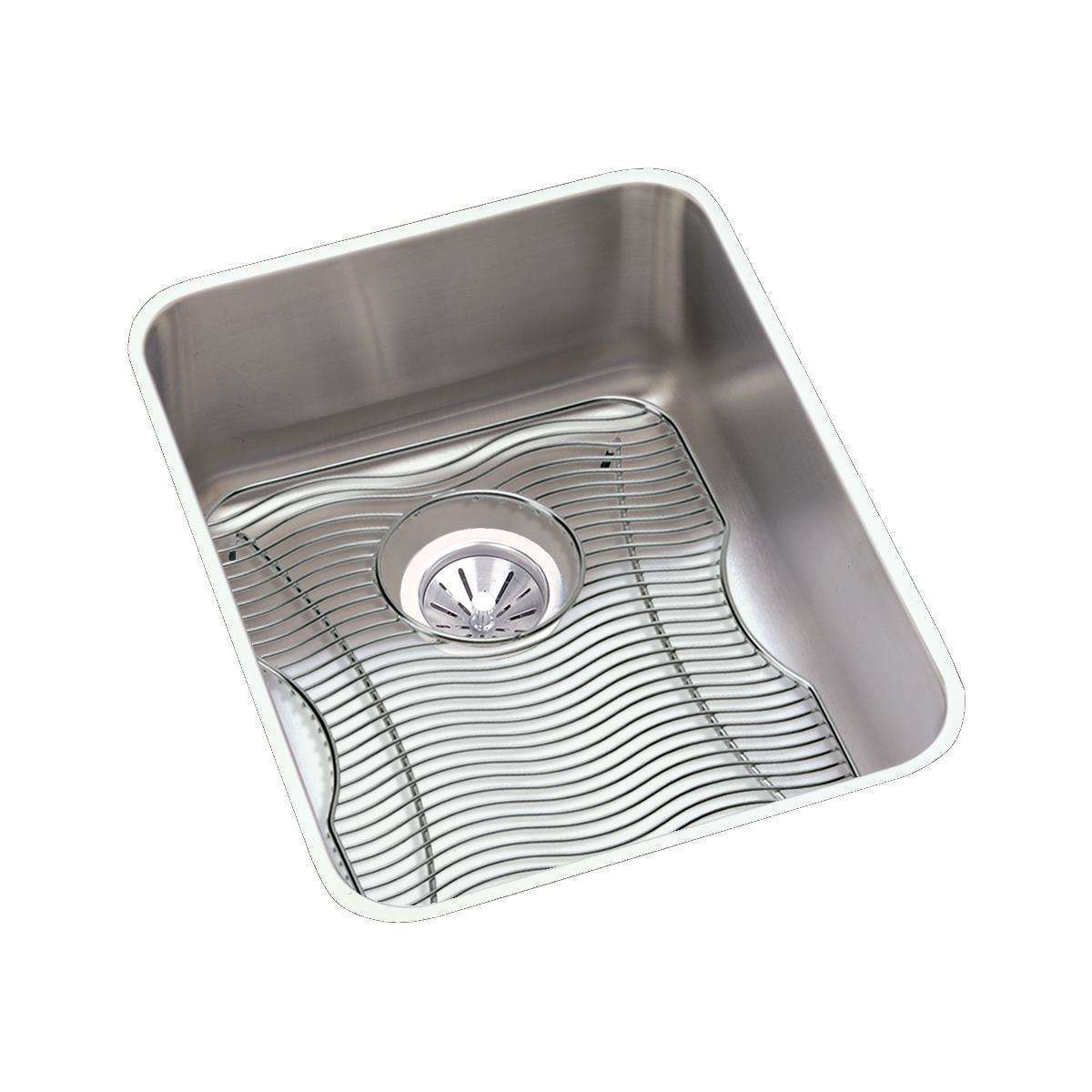 Elkay, Elkay Lustertone Classic Stainless Steel 16-1/2" x 20-1/2" x 7-7/8", Single Bowl Undermount Sink Kit ELUH1418DBG