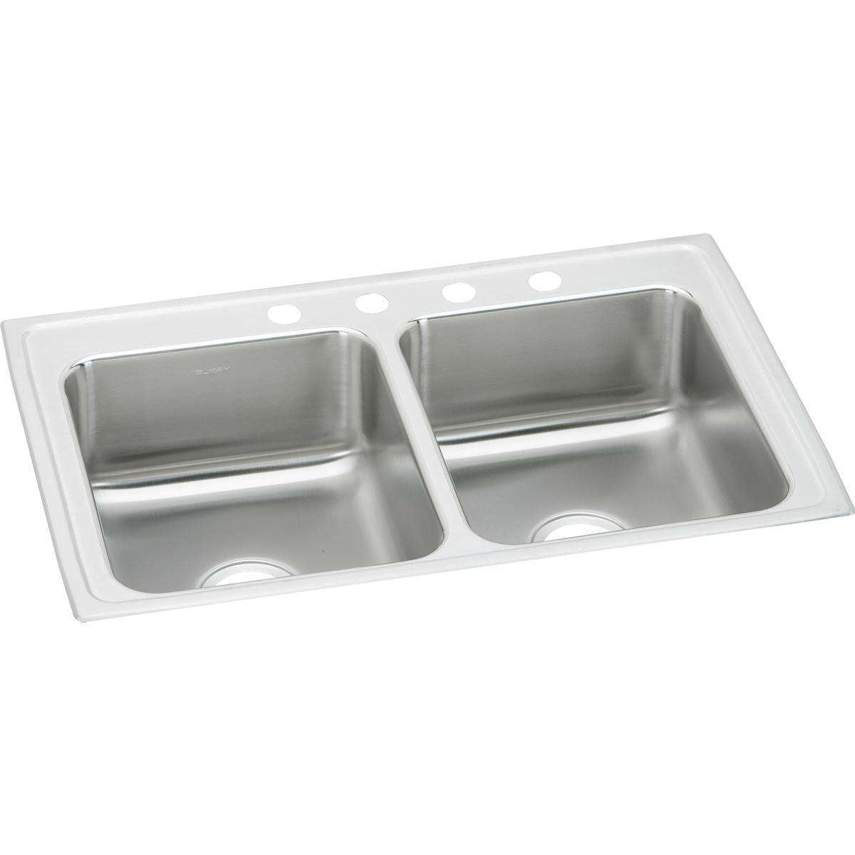 Elkay, Elkay Lustertone Classic Stainless Steel 29" x 18" x 6-1/2", Equal Double Bowl Drop-in ADA Sink LRAD2918652