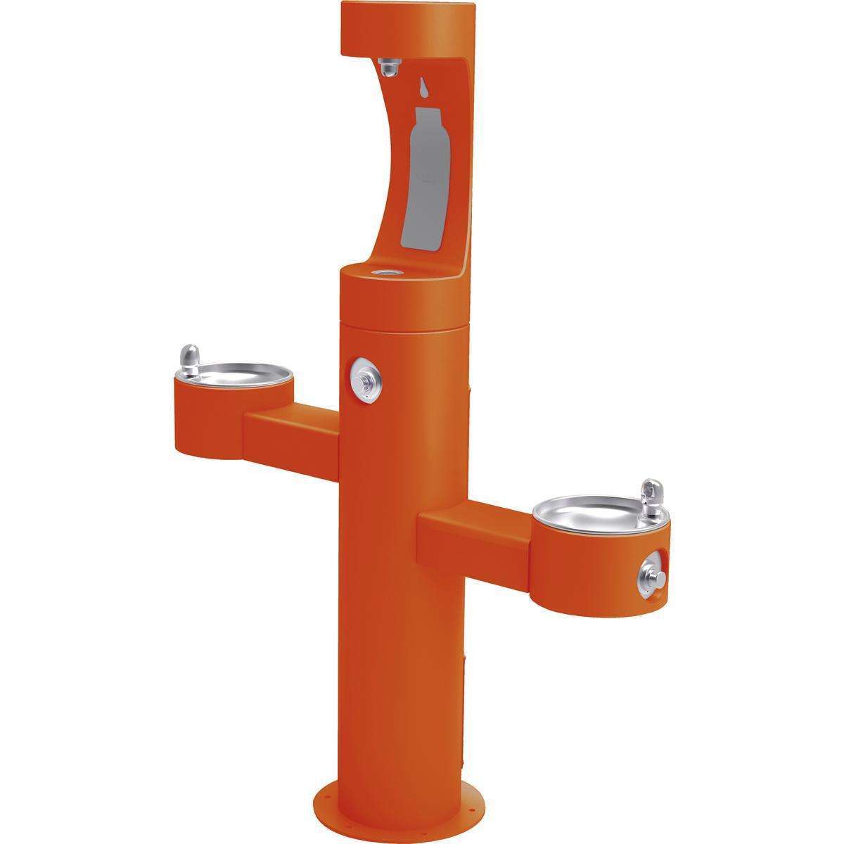 Elkay, Elkay Outdoor ezH2O Upper Bottle Filling Station Tri-Level Pedestal, Non-Filtered Non-Refrigerated FR Orange LK4430BF1UFRKORN