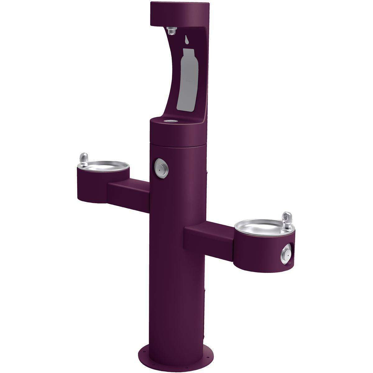 Elkay, Elkay Outdoor ezH2O Upper Bottle Filling Station Tri-Level Pedestal, Non-Filtered Non-Refrigerated FR Purple LK4430BF1UFRKPUR