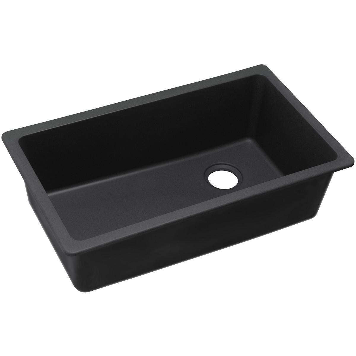 Elkay, Elkay Quartz Classic 33" x 18-3/4" x 9-1/2", Single Bowl Undermount Sink, Black ELGU13322BK0