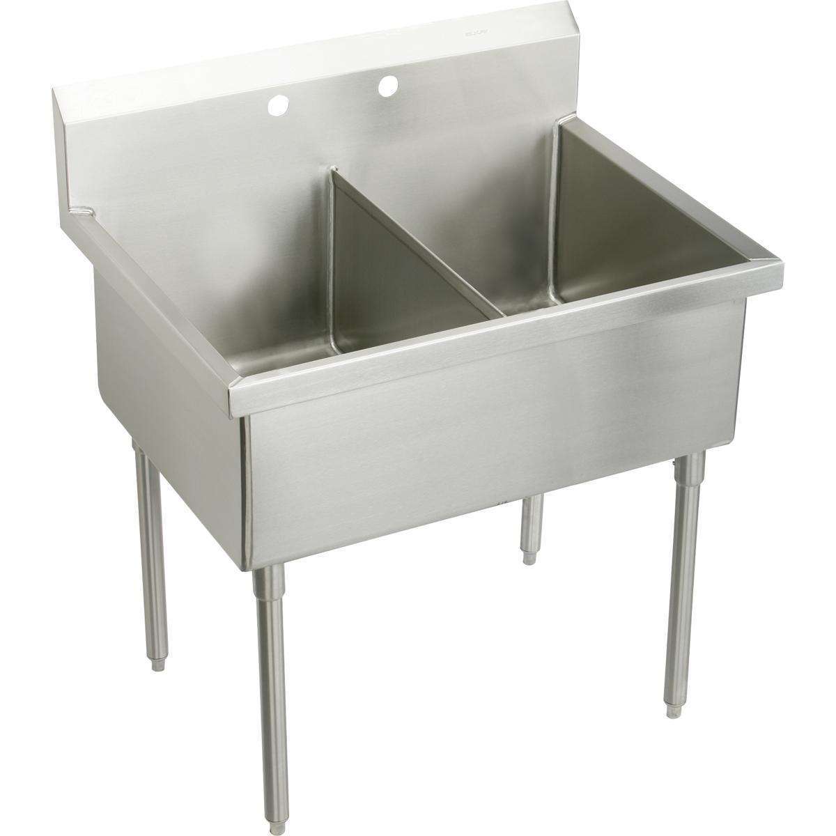 Elkay, Elkay Sturdibilt Stainless Steel 45" x 27-1/2" x 14" Floor Mount, Double Compartment Scullery Sink SS82424