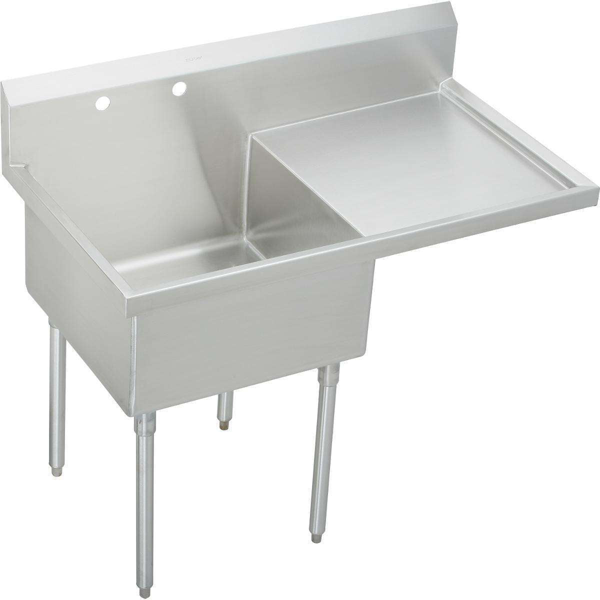 Elkay, Elkay Sturdibilt Stainless Steel 55-1/2" x 27-1/2" x 14" Floor Mount, Single Compartment Scullery Sink w/ Drainboard SS8130R0