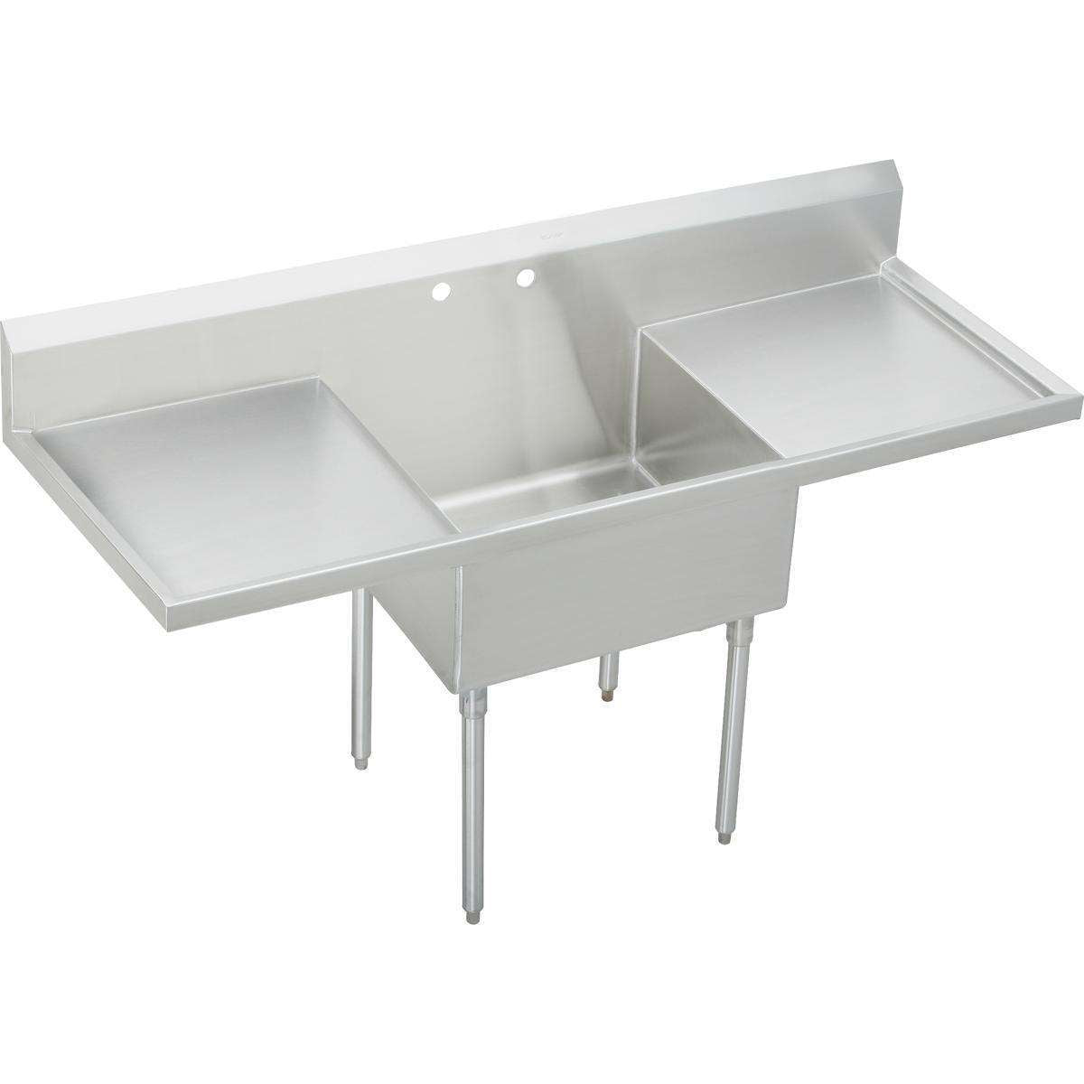 Elkay, Elkay Weldbilt Stainless Steel 84" x 27-1/2" x 14" Floor Mount, Single Compartment Scullery Sink with Drainboard WNSF8136LR0