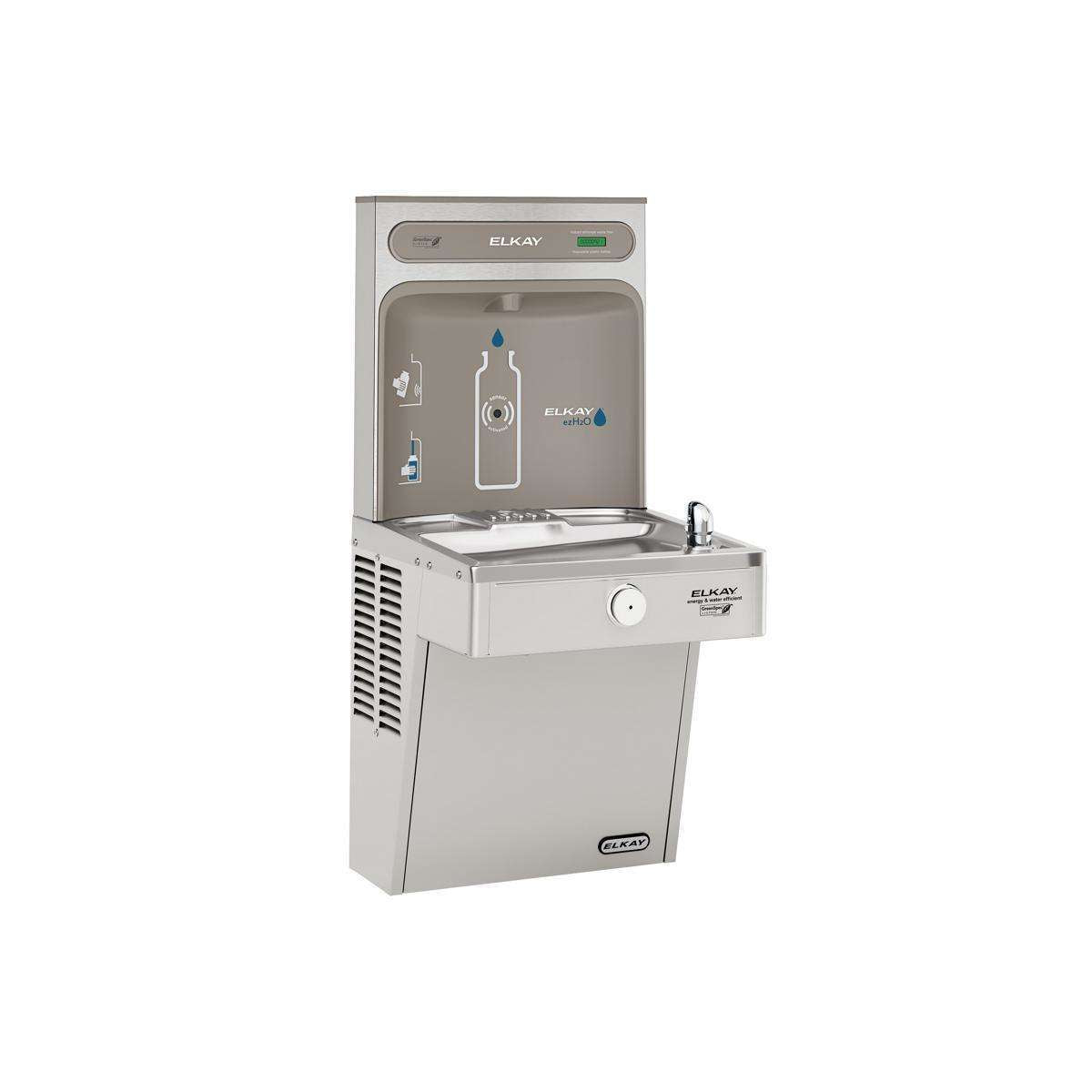 Elkay, Elkay ezH2O Bottle Filling Station, & Single High Efficiency Vandal-Resistant Cooler, Non-Filtered Refrigerated Stainless VRCGRN8WSK