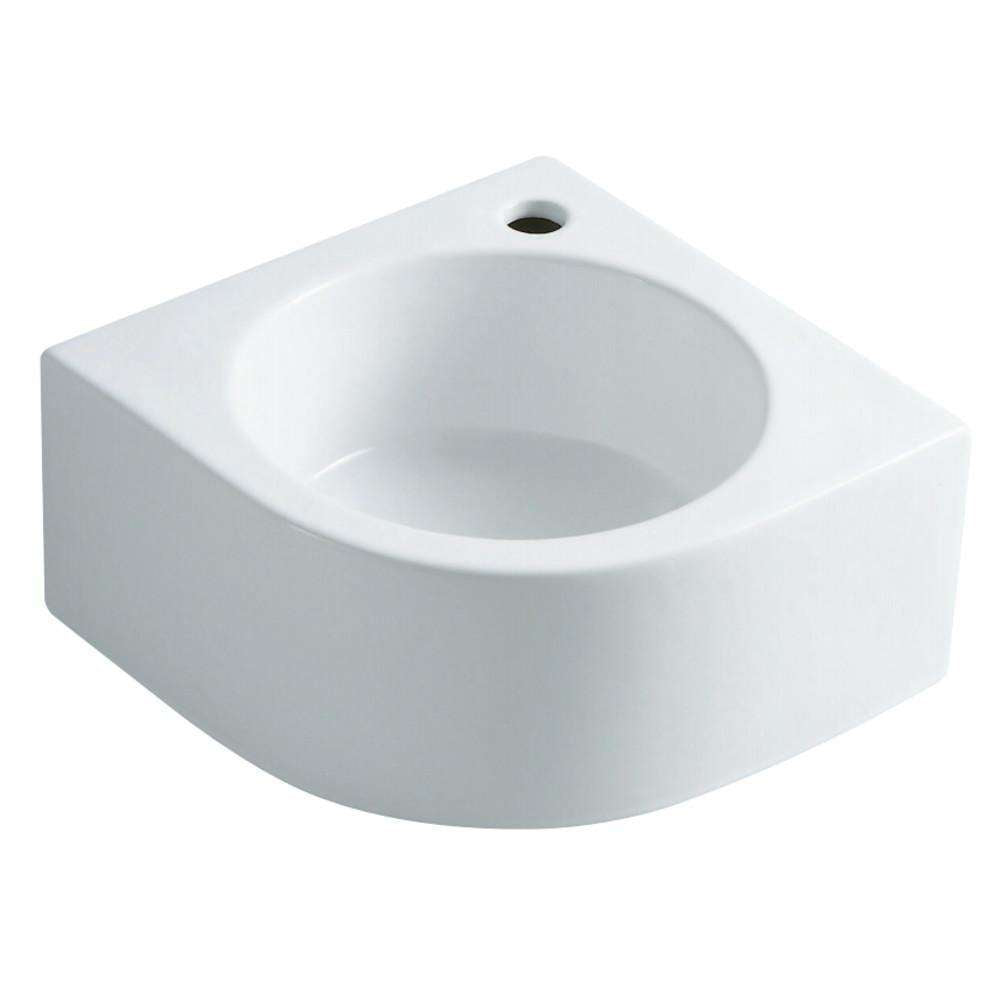 Kingston Brass, Fauceture EV1094 Manhattan Ceramic Corner Bathroom Sink, White