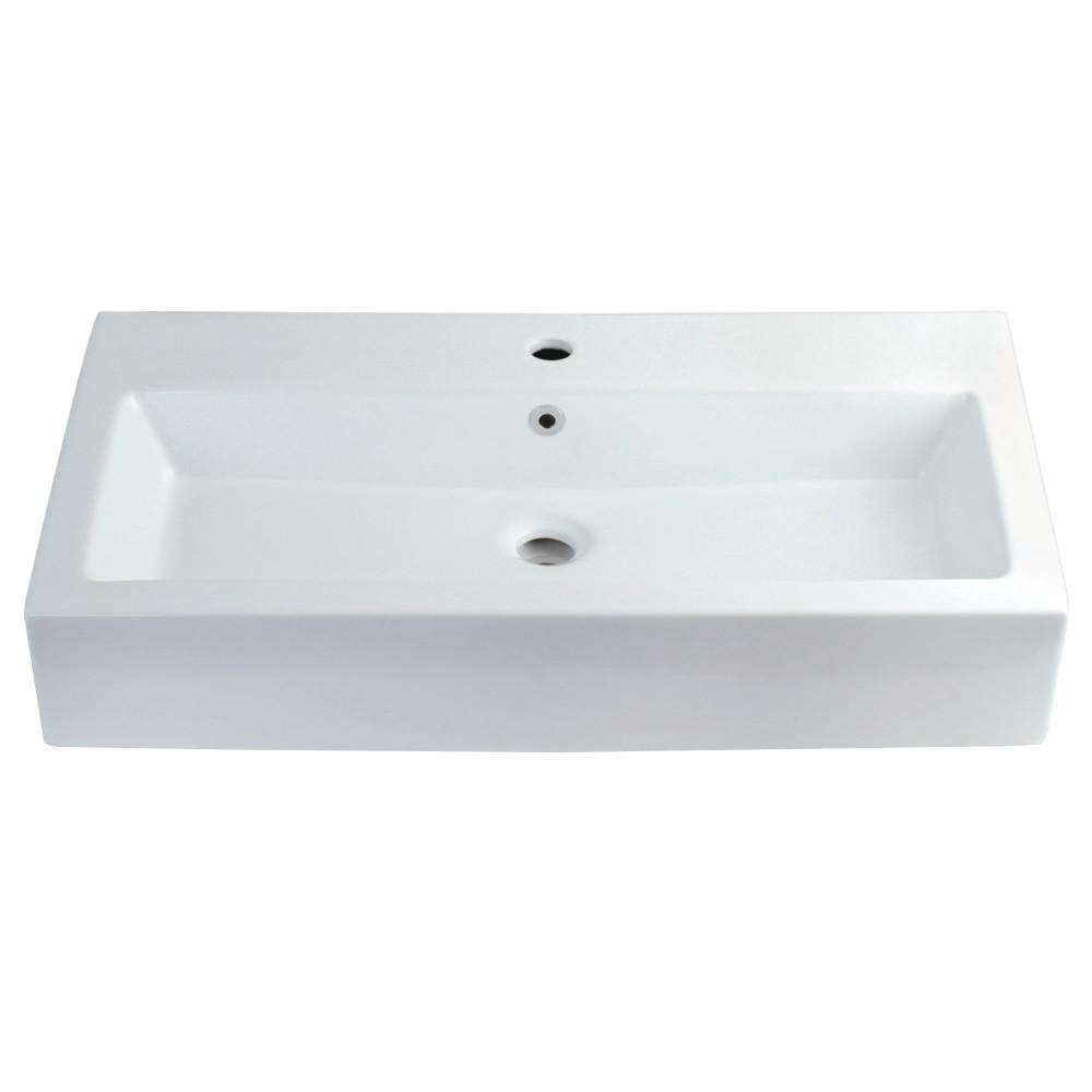 Kingston Brass, Fauceture EV3217 Adelaide 32-Inch x 17-Inch Rectangular Vessel Sink, White