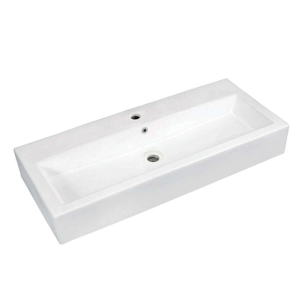 Kingston Brass, Fauceture EV3917 Anne 39-Inch x 17-Inch Rectangular Vessel Sink, White