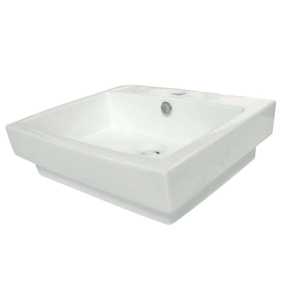 Kingston Brass, Fauceture EV4024 Plaza Semi-Recessed Bathroom Sink, White