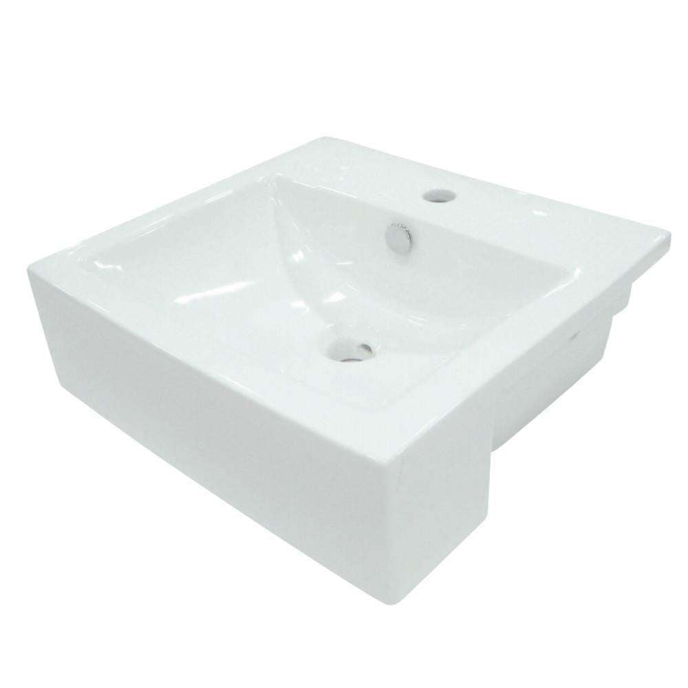 Kingston Brass, Fauceture EV4034 Concord Semi-Recessed Bathroom Sink, White