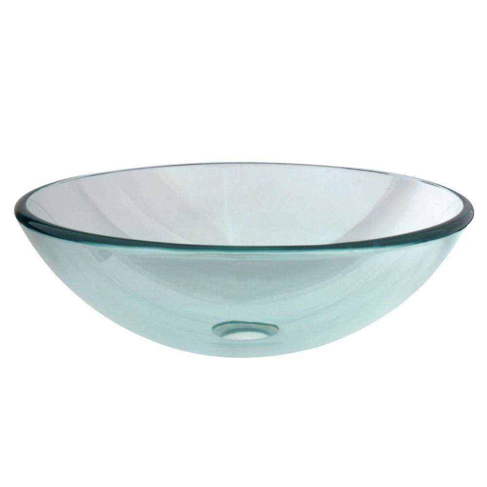 Kingston Brass, Fauceture EVSPCC1 Templeton 16-1/2 Inch Round Tempered Glass Vessel Sink, Crystal Clear