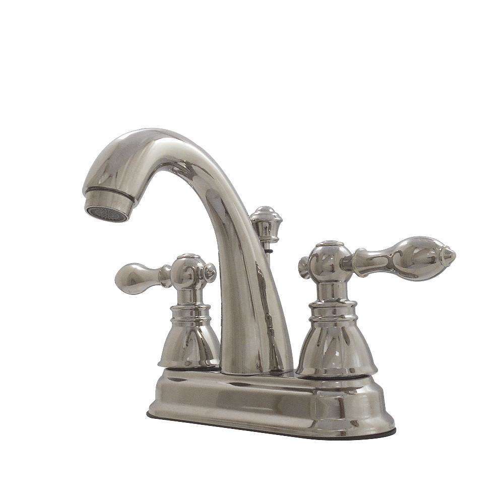 Kingston Brass, Fauceture FSY5619ACL American Classic 4 in. Centerset Bathroom Faucet with Plastic Pop-Up, Polished Nickel