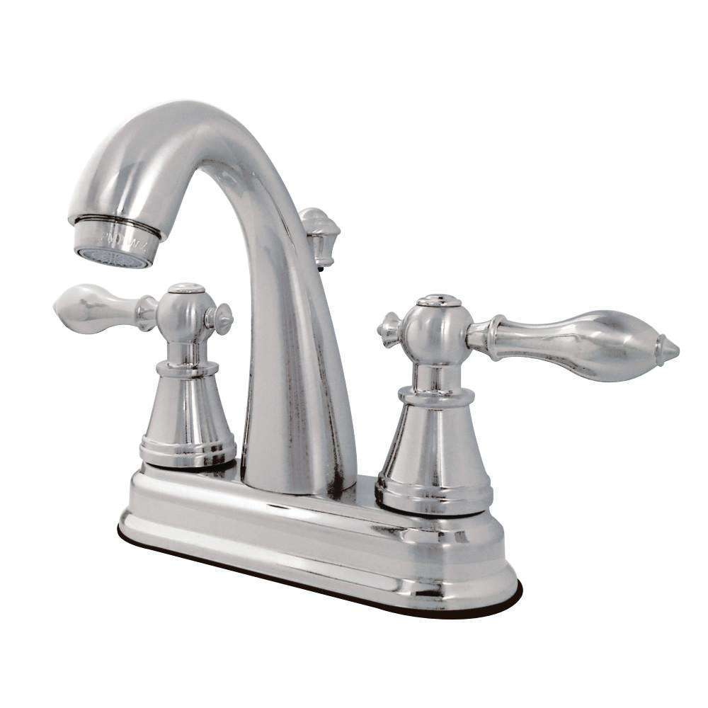 Kingston Brass, Fauceture FSY7618AL English Classic 4 in. Centerset Bathroom Faucet with Retail Pop-Up, Brushed Nickel