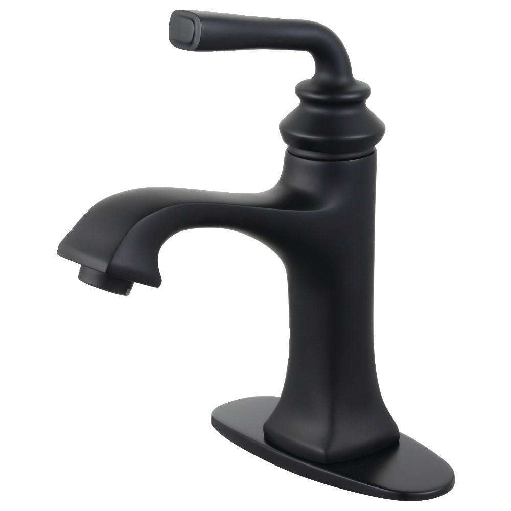 Kingston Brass, Fauceture LS4420RXL Restoration Single-Handle Bathroom Faucet with Push-Up Drain and Deck Plate, Matte Black