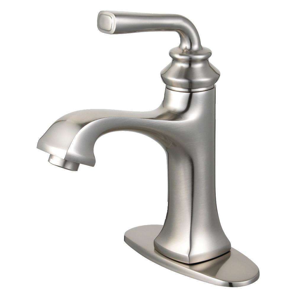 Kingston Brass, Fauceture LS4428RXL Restoration Single-Handle Bathroom Faucet with Push-Up Drain and Deck Plate, Brushed Nickel