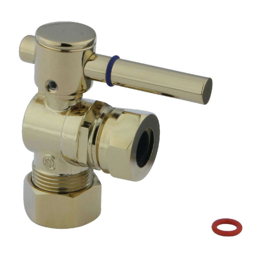 Kingston Brass, Kingston Brass CC54302DL 5/8" OD Comp X 1/2" or 7/16" Slip Joint Angle Stop Valve, Polished Brass