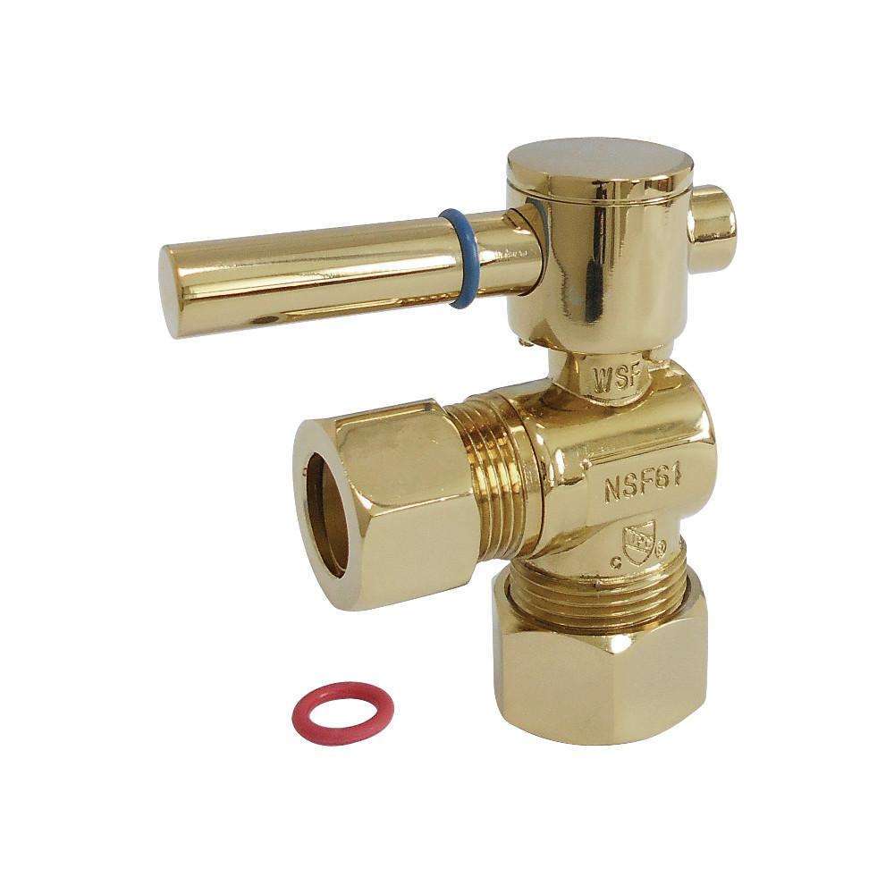 Kingston Brass, Kingston Brass CC54402DL 5/8" OD Comp X 1/2" OD Comp Angle Stop Valve, Polished Brass