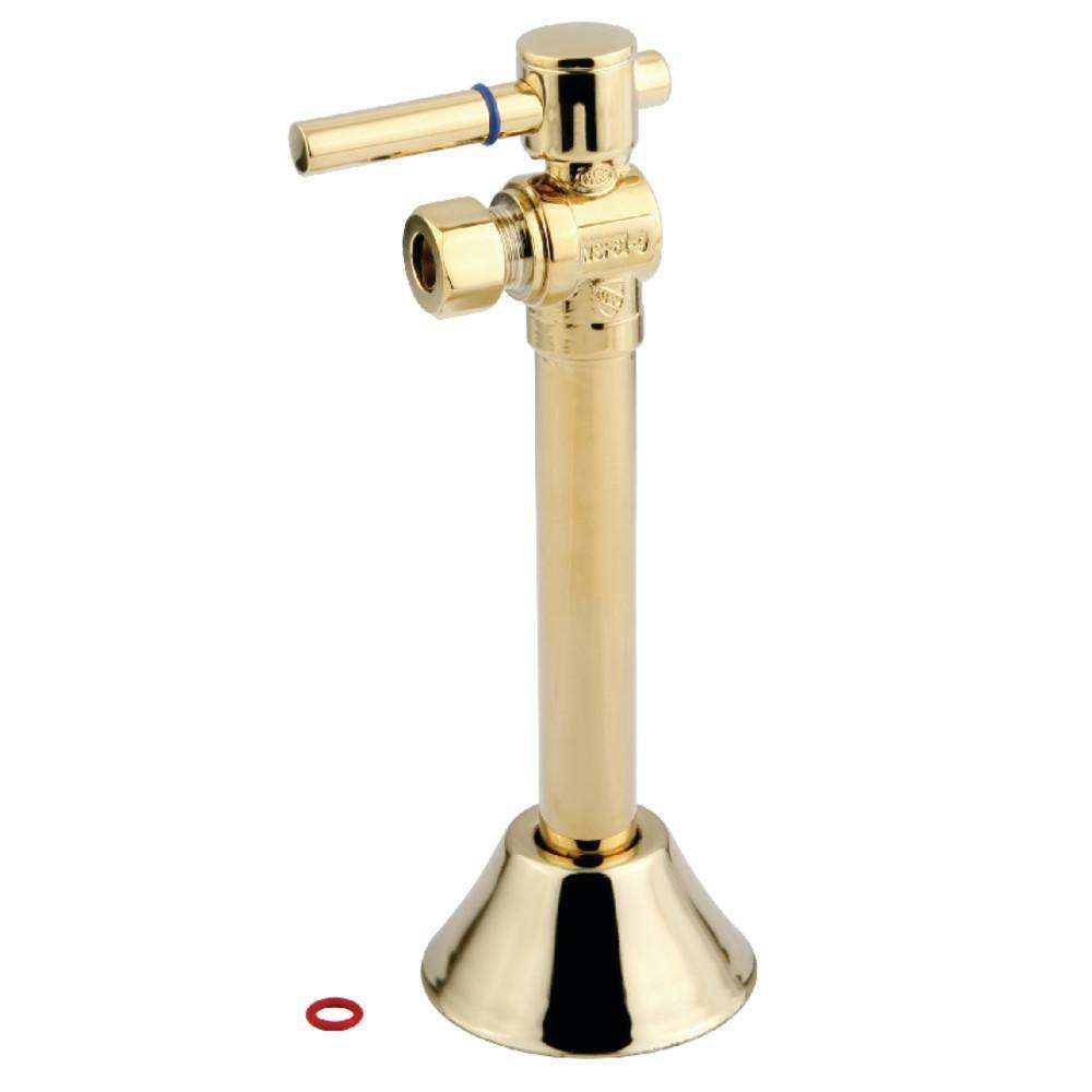 Kingston Brass, Kingston Brass CC83202DL 1/2" Sweat x 3/8" OD Comp Angle Shut-Off Valve with 5" Extension, Polished Brass