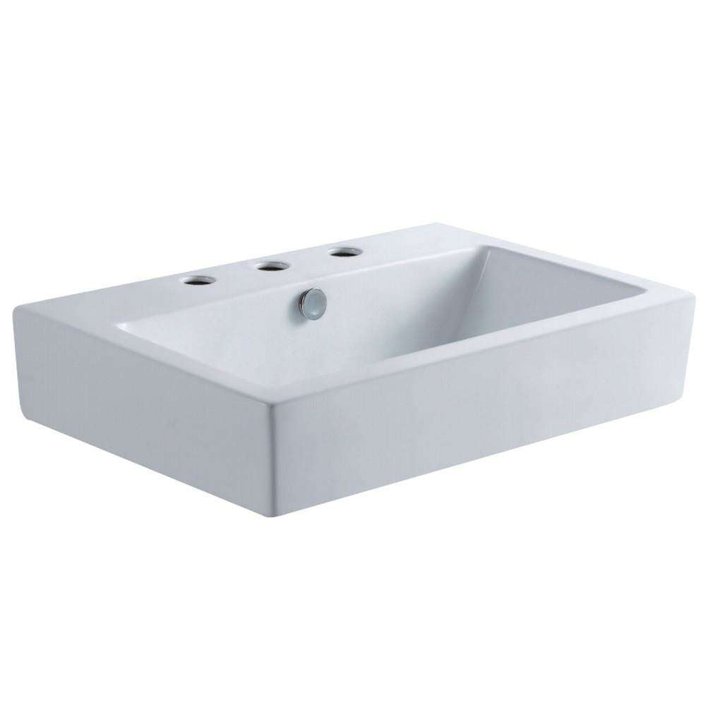 Kingston Brass, Kingston Brass EV4318W38 Century Ceramic Bathroom Sink (8-Inch, 3-Hole), White