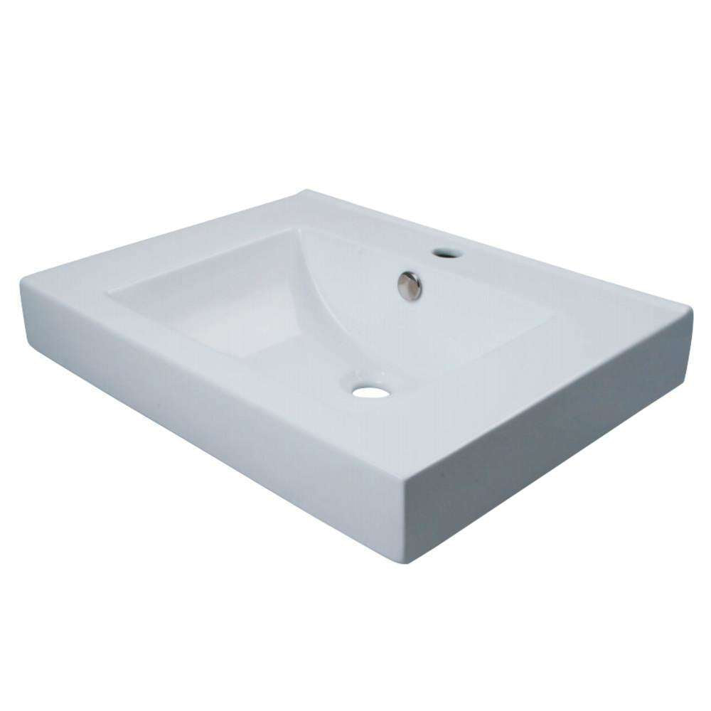 Kingston Brass, Kingston Brass EV9620 Mission Semi-Recessed Bathroom Sink, White